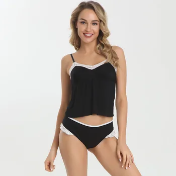 

Fashion Woman Pajamas Sexy V-Neck Lace Shorts Set Sleepwear Black Lingerie lenceria mujer lingerie femme soutien gorge dame