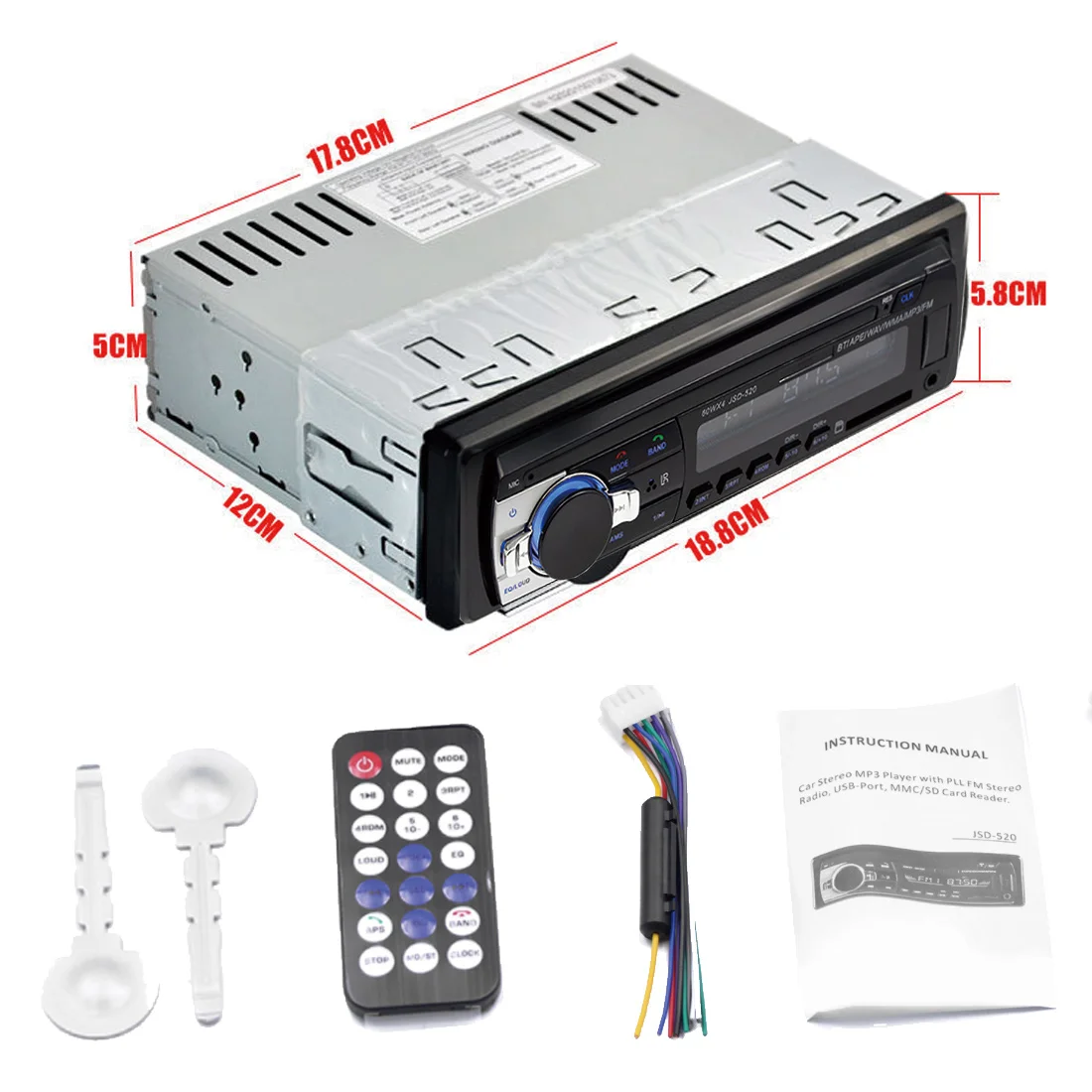 

Car Stereo Radio Car MP3 Multimedia Player Bluetooth Auto Radio SD USB MP3 MMC WMA Audio Music Stereo FM Aux Input Receiver