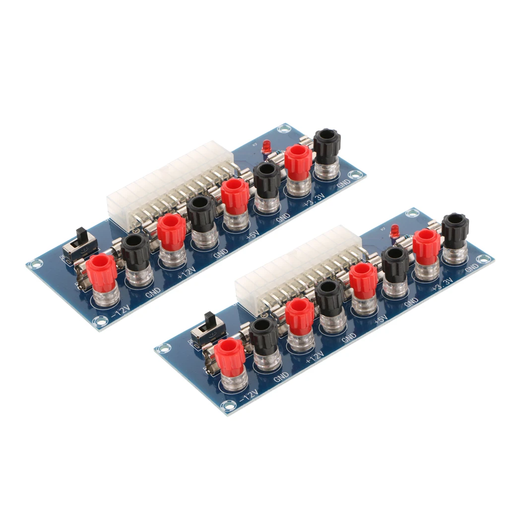 2x ATX Benchtop Power Board, 24 Pin Computer ATX Power Supply Breakout Adapter Module 12V 5V 3.3V -12V