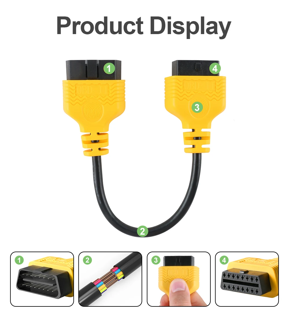 AUTOOL Авто OBD 2 Диагностический Кабель-адаптер автомобильный OBD2 II ELM327 Удлинительный разъем сканер 16Pin Мужской к женскому Удлинительный провод 30 см