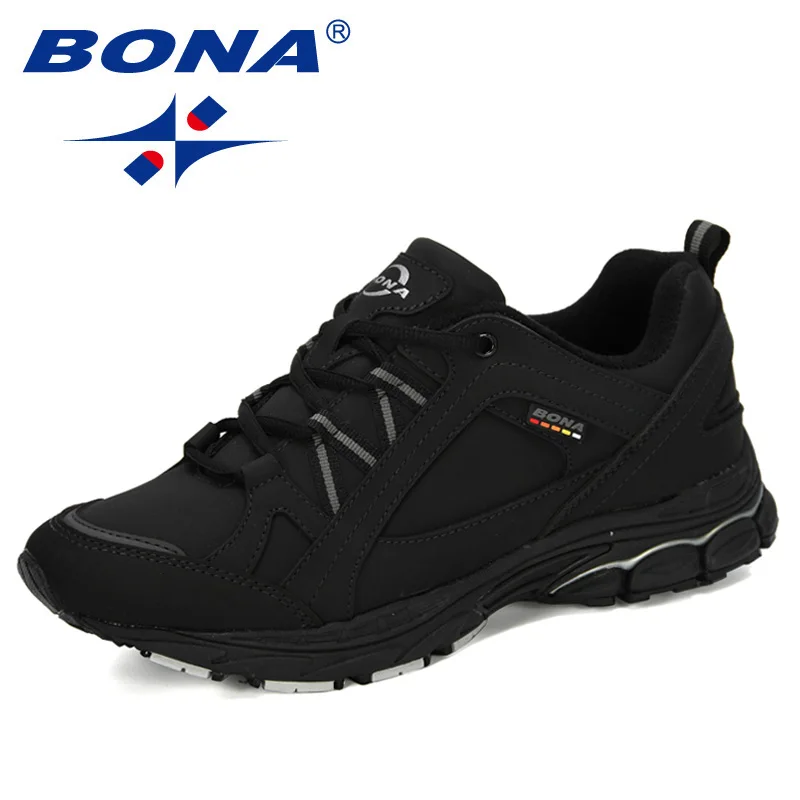 BONA новые дизайнерские экшн кожаные кроссовки мужские кроссовки для улицы Спортивная обувь Профессиональная тренировочная обувь беговые кроссовки - Цвет: Charcoal grey Sgray
