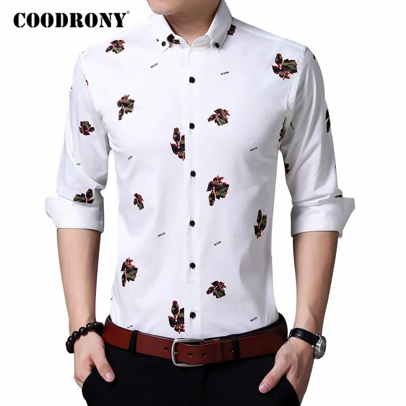 

COODRONY Brand Long Sleeve Shirt Men Clothing 2020 Spring Autumn New Arrivals Fashion Casual Shirts Floral Chemise Homme C6085