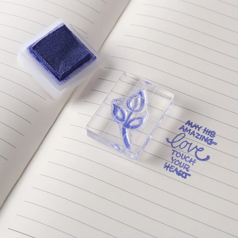 Transparency Acrylic Block with Grid Line DIY Seal Stamp Position Clear Stamping Tool for Scrapbooking Album Embossing Decor acrylic stamp block