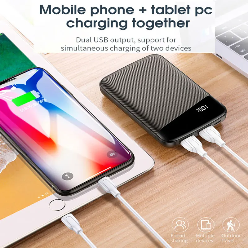 TUOSHIKE 10000 мАч Мини банк питания два порта Usb портативный внешний аккумулятор зарядное устройство 2.1A Быстрая зарядка для Iphone samsung Xiaomi