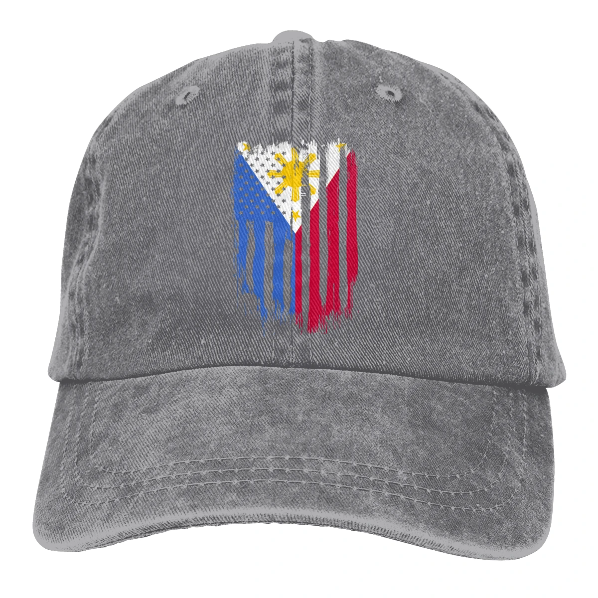 Filipino американский флаг Casquette черный унисекс Мужские Женские джинсовые бейсболка с ремешком кепки Регулируемый Гольф папа шляпа