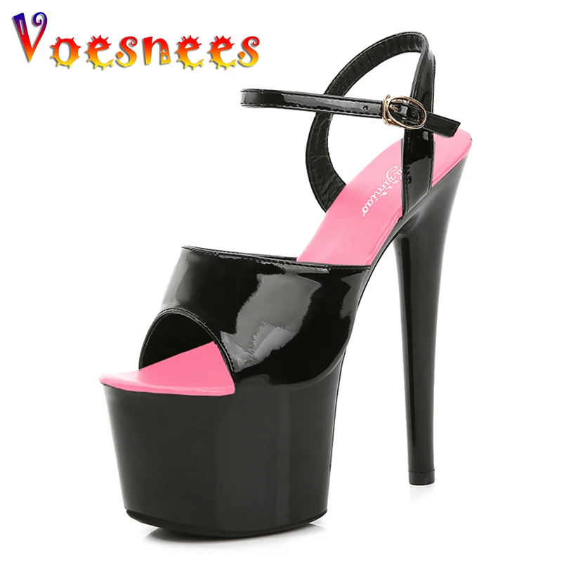 Platform High Heels Sandals Mixed Color Shoes Stripper Heels Women Sandals Sexy Shoes Party Club Sandals 17 CM Platform High-heeled Wedding Pole Dance