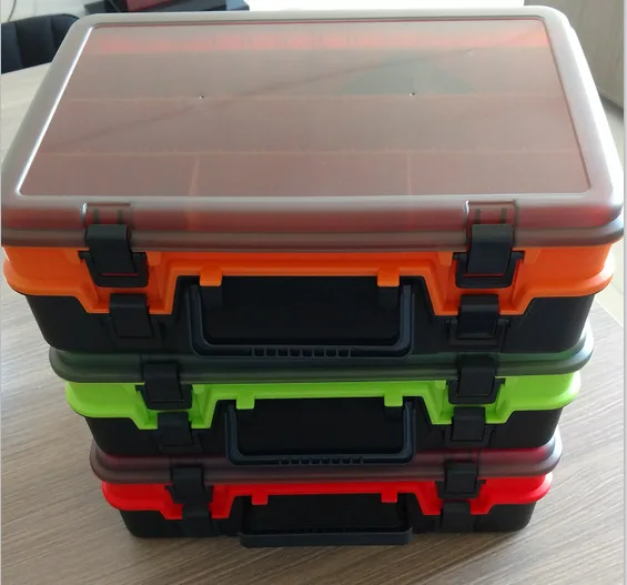 

A Flat Fishing Gear H458a Lure Double Layer Portable Box Pp Raw Materials Toolbox Fishing Box Bait Box