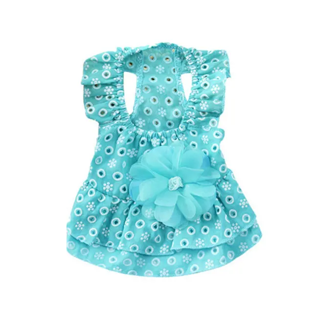 Dog Lace Princess Dress Pet Clothes Spring Small Dog Skirt Summer Thin Section Skirt Pet Supplies Fashion Cute Clothing 2021 Blue