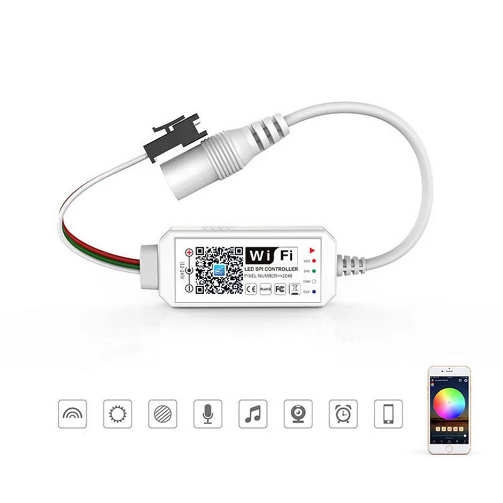 

Mini Wifi SPI LED Controller DC 5V DC 12V-24V 2048 Pixel Alexa Voice Magic Home Timer Music Controller for Dreamcolor LED Strips