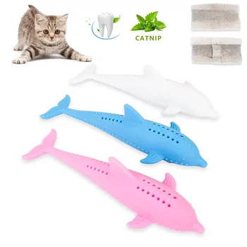 

Cat Supplies Soft Silicone Mint Fish Cat Toy Catnip Pet Toy Clean Teeth Toothbrush Chew Cats Toys Interactive Toys with Cats