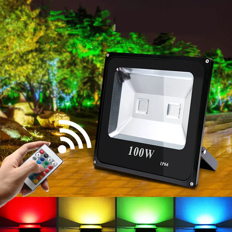 Led10w прожектор IP66 20 Вт 50 220 В уличные точечные светильники 100 RGB с пультом