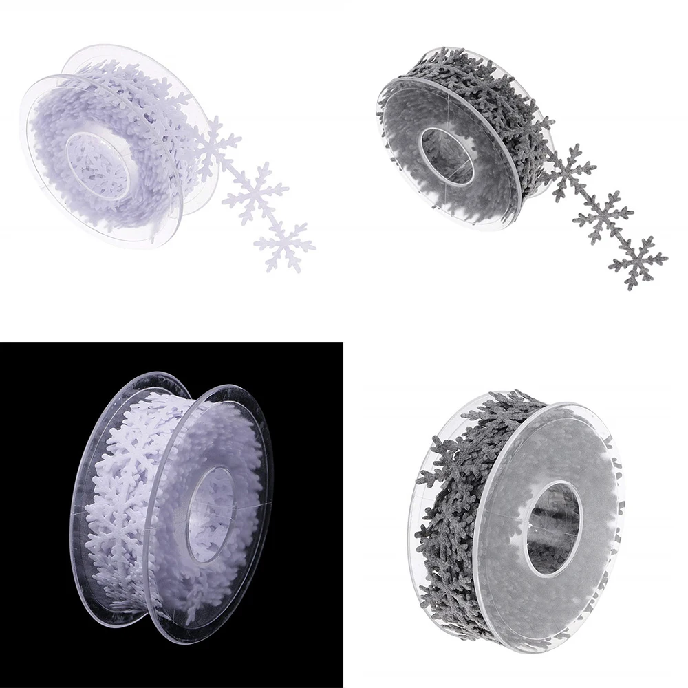 1 рулон(5 метров) 1 ''25 мм нетканый рождественский снежинка обрезанная лента дерево Новогоднее украшение скрапбук DIY аксессуары белый/серый