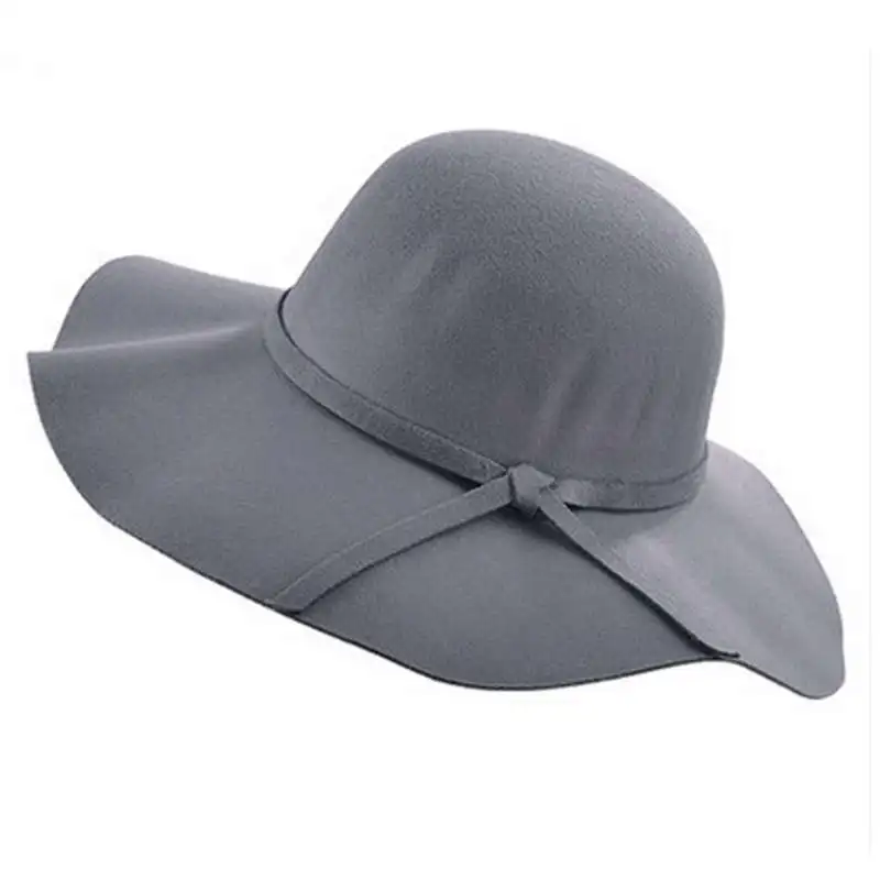 Осень зима лето мода Fedoras Винтаж чистый женская пляжная шляпа от солнца женский волны с большими полями шляпа от солнца Fedoras леди шляпа от солнца