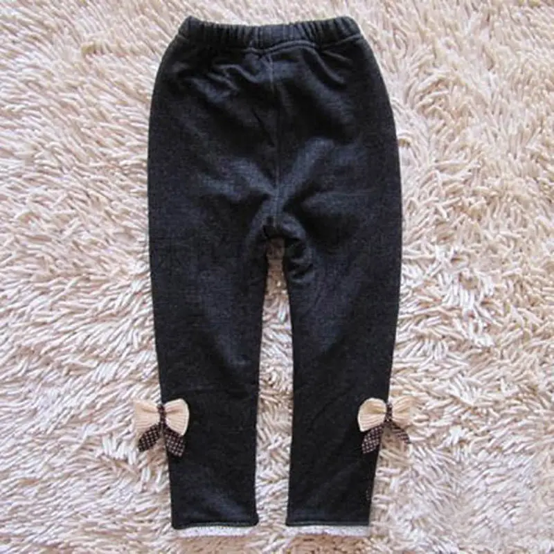 Леггинсы для девочек от 2 до 7 лет коллекция года, осенне-зимние модные леггинсы на завязках с бантом для девочек, однотонные теплые леггинсы для девочек детские длинные брюки