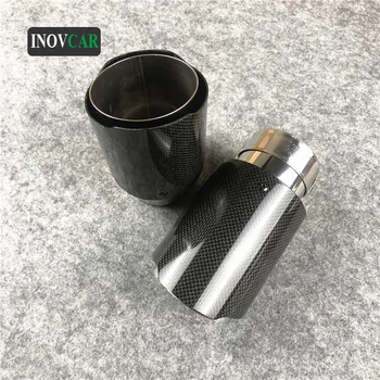 

1pcs Car Accessories Top Quality 304 Stainless Steel Muffler Exhaust Tips For Universal Glossy Carbon Exhaust System Pipe