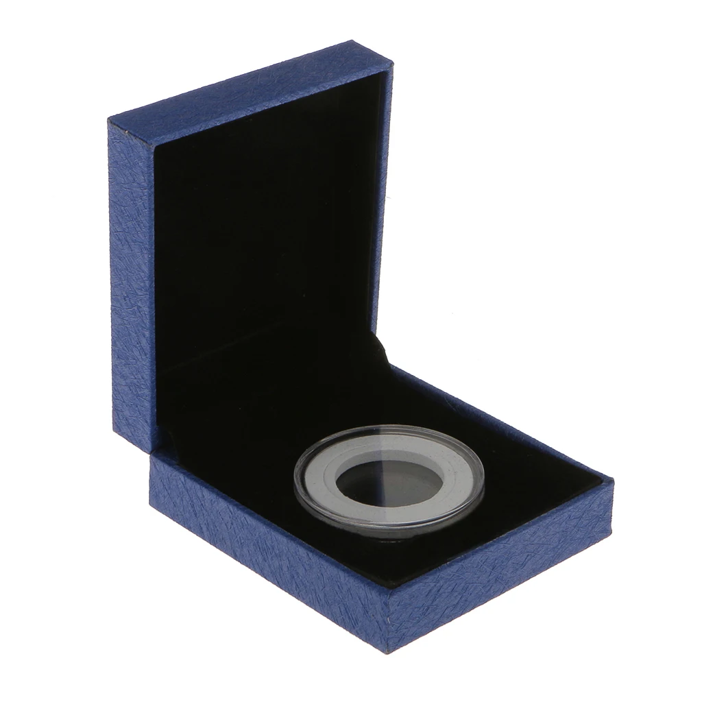 Blue Presentation Box Display Case Gift For Single 38Mm Coin For Protect Coin From Damage