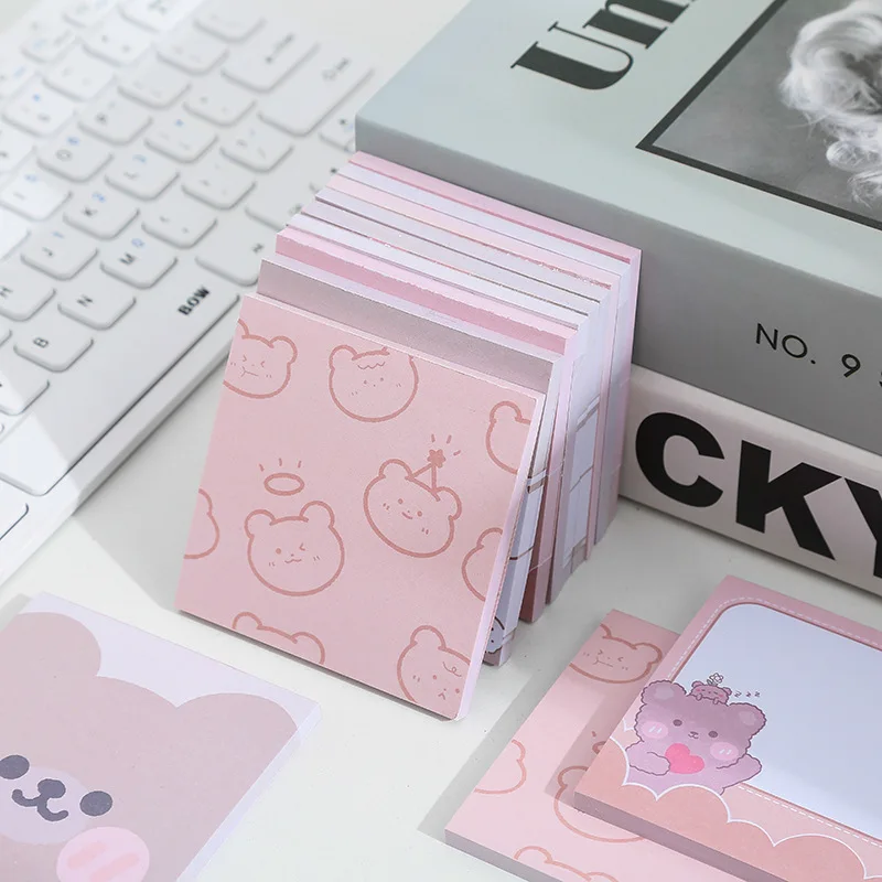 Korean Ins Not Sticky Memo Pads Cartoon Cute Student Message Stationery Office Learn Simple Planner Label Paper Kawaii Tearable