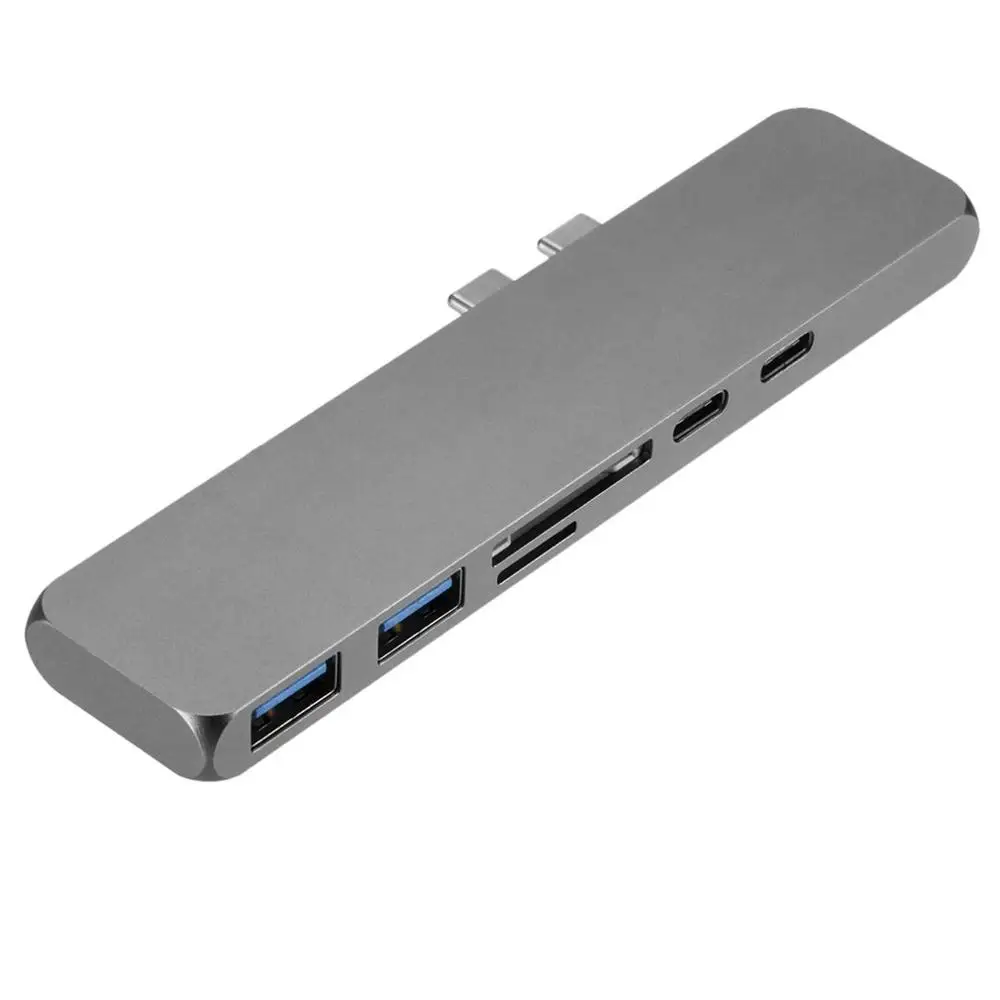 Серый Портативный размер Многофункциональный usb-концентратор двойной тип-c многопортовый кардридер адаптер 4K HDMI подходит для MacBook Pro - Цвет: Серый