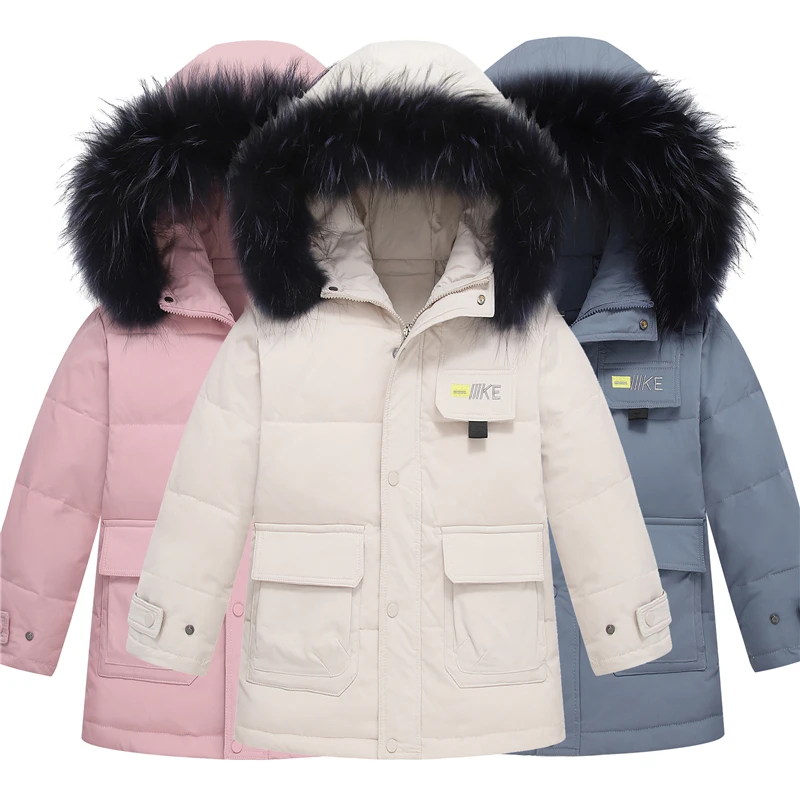 

-30 Degrees Russian Winter Jacket For Boy Hooded Warm Childre Dcuk Down Jacket 4-13 Years Teenagers Boy Coat Kids Parka Snowwear