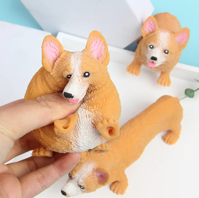 Children Funny Pinch Corgi Decompression Toy Cartoon Toys Relieve Animals  Squishy Dog Adults Stress Fidgets Dachshund Kids