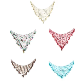 

Women's Mermaid Belly Dance Scarf Sequins Mesh Triangle Hip Scarf Skirt Wrap