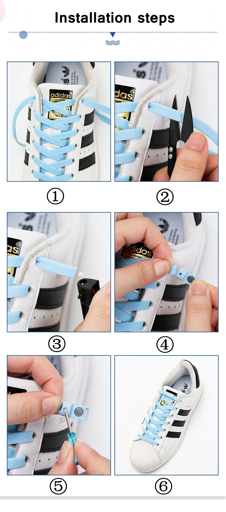 1 second No tie shoelace 24Color Elastic shoelaces Magnetic metal lock Quick wear in Flat Suitable for all shoes Lazy laces