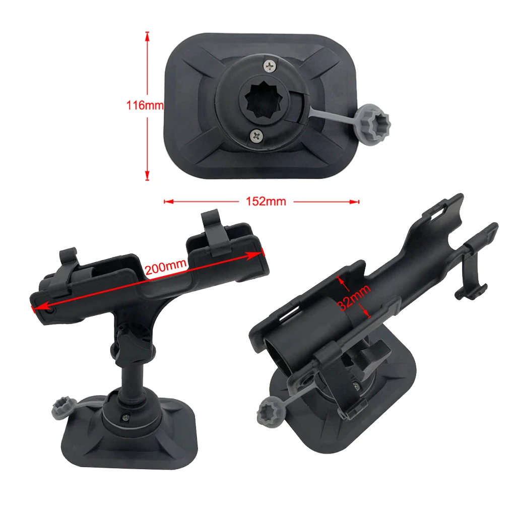 2pcs Fishing Rod Holder for Kayak Boat with Rib Mount, Pole Rods Rack 360 Degree Adjustment (Black)