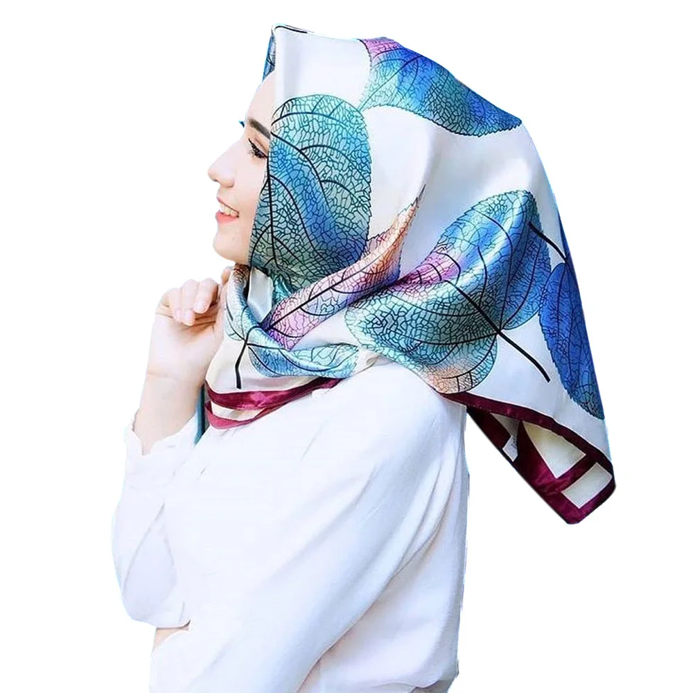 Silk Scarves Women Foulard 90*90cm Square Head Hijab Scarf Ladies chiffon Shawl wrap muffler pareo Bandanna female free shipping