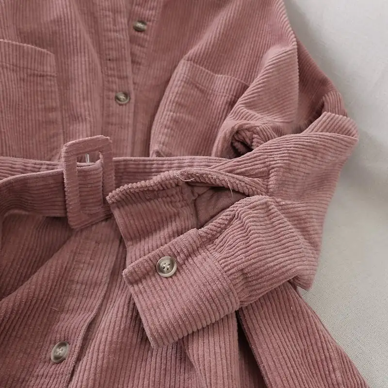 Harajuku вельветовые куртки с поясом женские милые Куртки однотонные куртки женские зимние осенние пальто