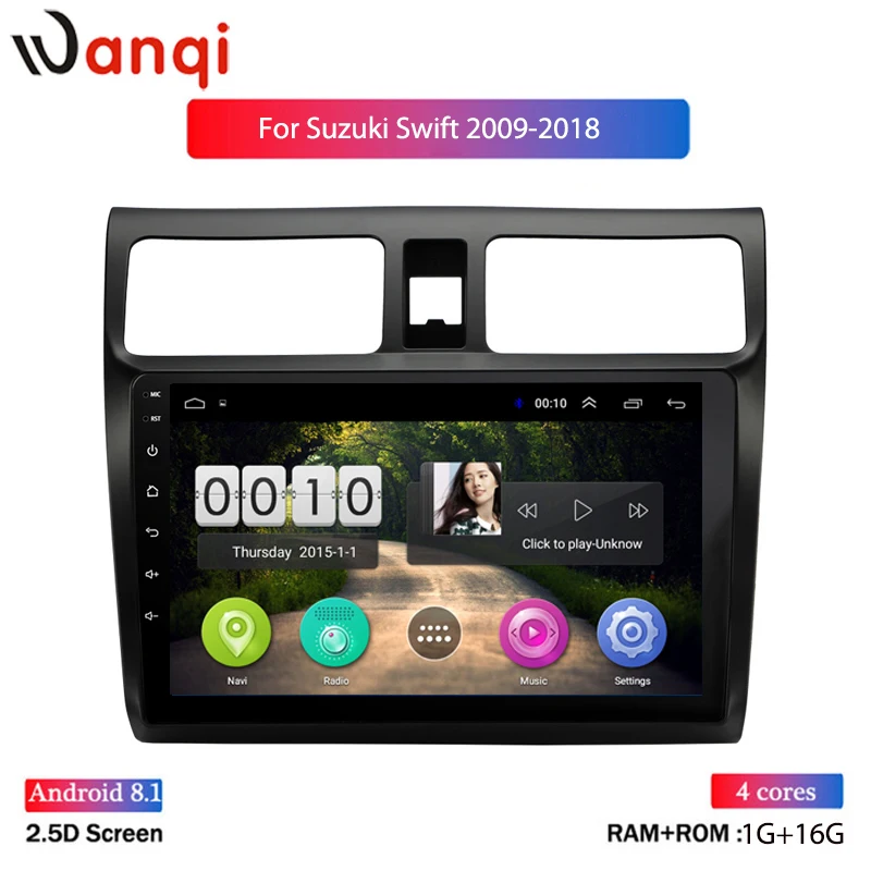 Wan qi автомобильный стерео gps навигатор мультимедийный плеер для 2009 2010- Suzuki Swift 10," Android 8,1 головное устройство