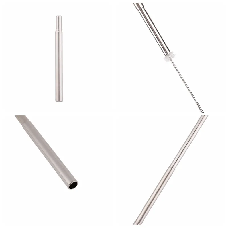Reusable Metal Drinking Straws Stainless Steel Sturdy Bent Straight Drinks Straw With Keychain Storage Case And Cleaning Brush