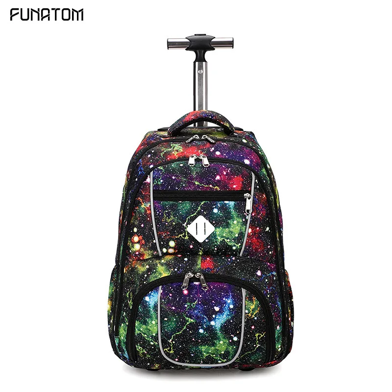 Galaxy Kids Rolling багаж школьные рюкзаки с чемодан на колесиках Детские багажные рюкзаки на колесах сумка для школы - Цвет: 1