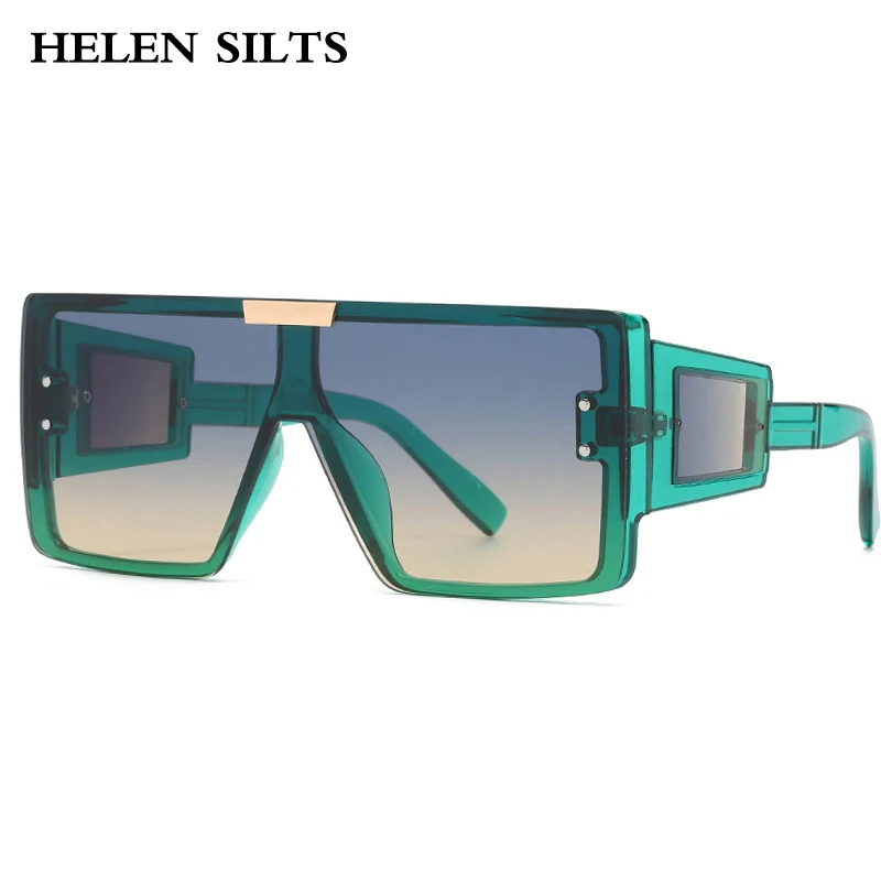 Übergroßen Goggle Platz Sonnenbrille Frauen Marke Steampunk Einem Stück Flachen Top Sonnenbrille Männer Vintage Großen Rahmen Brillen UV400
