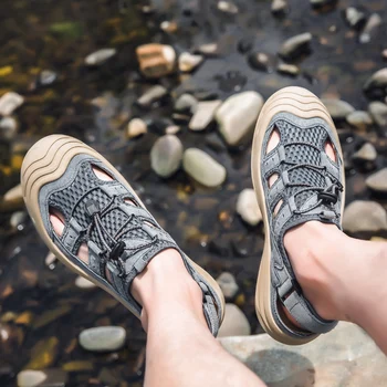 

sport rubber safety running hollow Casual for sandles comfortable sneakers leather blade Breathable man sandal slippers sports