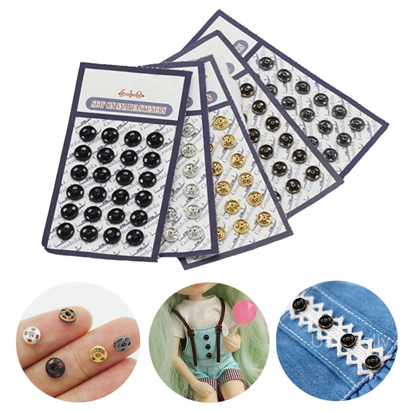 24Pcs Mini Button Buckle For DIY 1/6 Doll Clothes Invisible Snap Sewing Parts Handmade Doll Clothing Sewing Accessories 480pcs set mix size label clothing garment clothes t shirt dress labels tag for diy jewelry clothing sewing xs s m l xl xxl