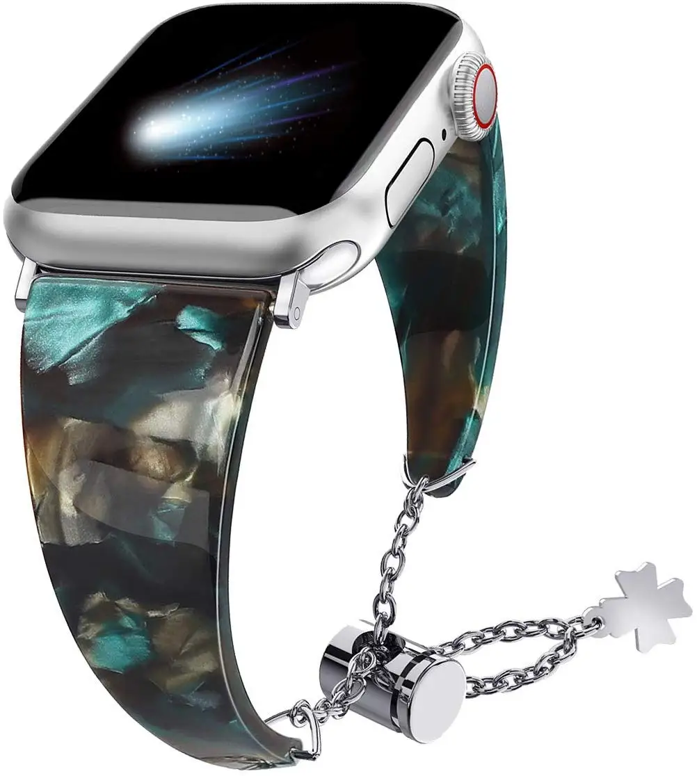 Зеленый Полимерный ремешок для Apple Watch серии 5 4 3 2 1 браслет из нержавеющей стали для iWatch ремешок 44 мм 40 мм 38 мм 42 мм аксессуары - Цвет ремешка: Зеленый