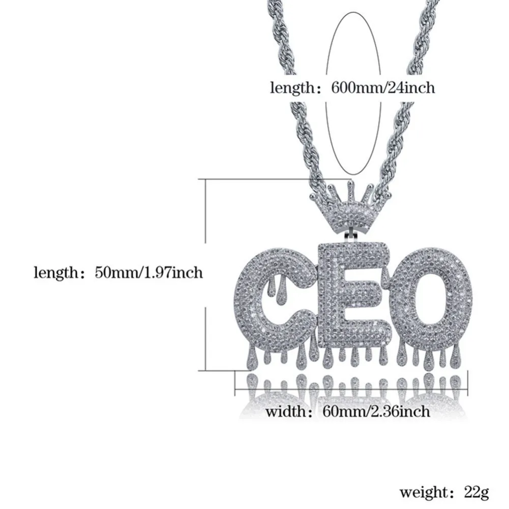 Пользовательское имя Iced Out Корона пузырь цепочка с буквами ожерелья с подвесками для мужчин амулеты Циркон хип-хоп ювелирные изделия колье ожерелье для женщин
