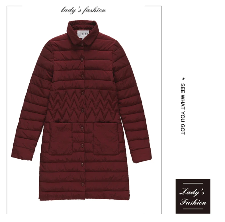 Women Slim Down Long Jacket Winter Turtleneck Down Cotton Coat Double Breasted Warm Parkas Snow Outwear Large Size