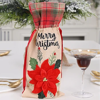 

Newly Christmas Wine Bottle Covers Bag Linen Christmas Decorations For Home 2020 Christmas Table Decor TE889