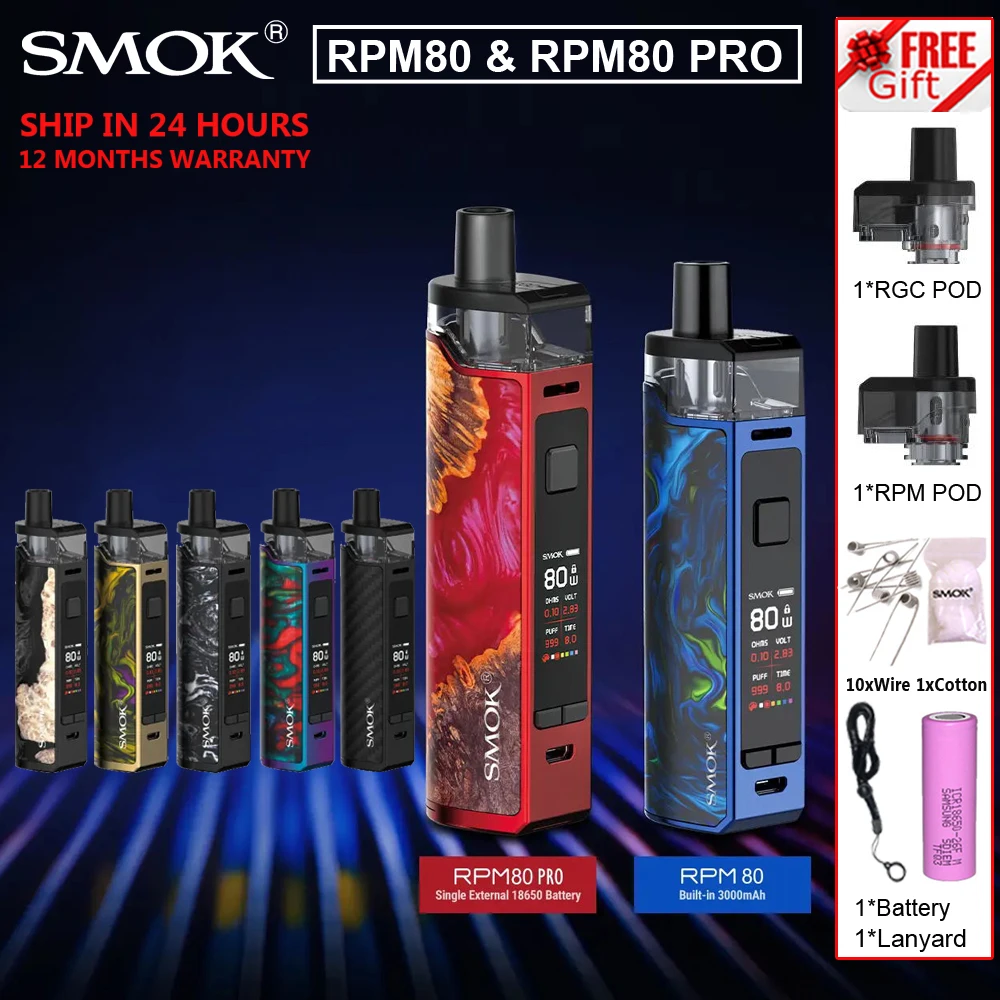 SMOK RPM80 об/мин 80 PRO комплект 80 Вт 3000 мАч батарея электронная сигарета испаритель RPM RBA Pods катушки VS RPM40 NORD NOVO