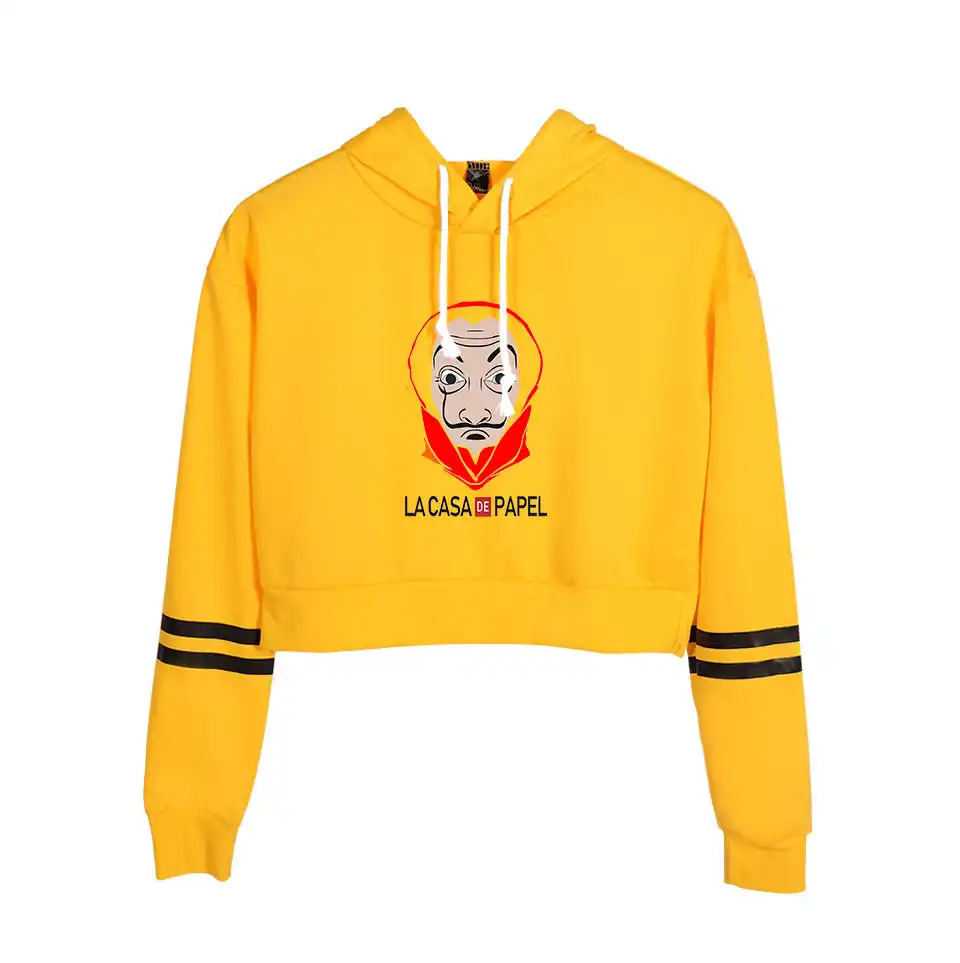 crop top yellow hoodie