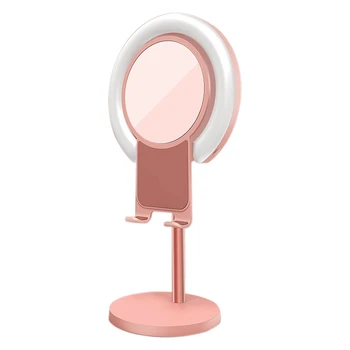 

Ring Light with Phone Holder and Make Up Mirror 6.2 Inch LED Desk Lamp for YouTube Video Vlog Recording Photography