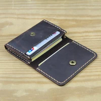 Handmade Genuine Leather Card Wallet  Leather Card Holder Men small Purse Credit ID card Holder Women Business Card case MC-412 1