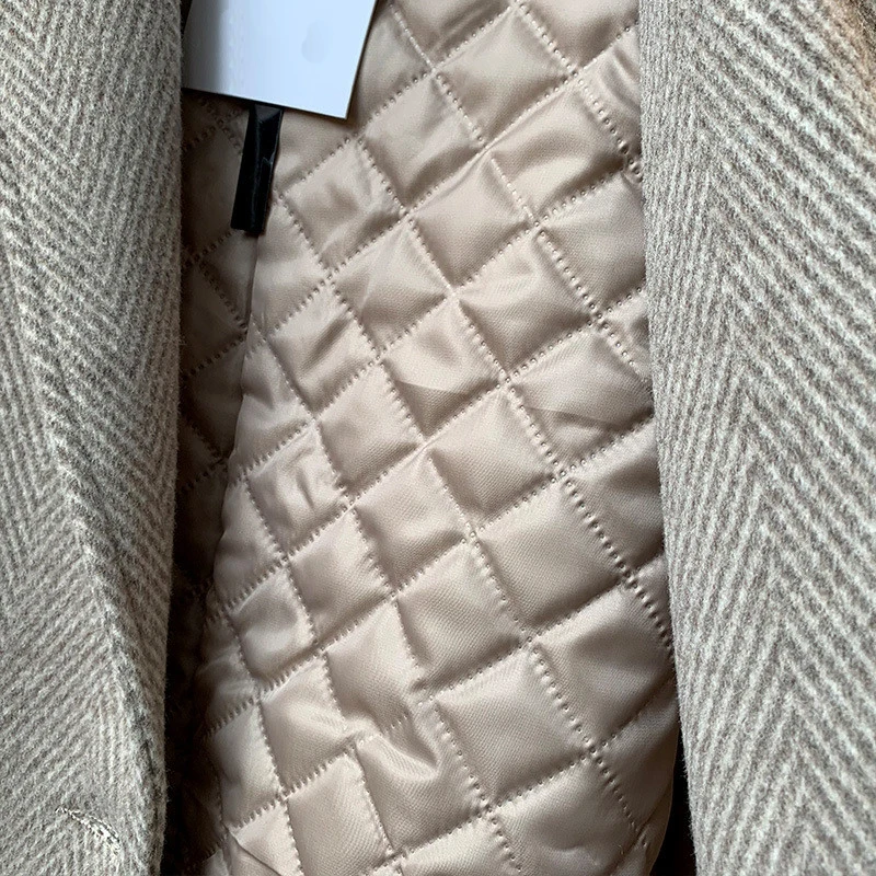 Повседневное женское Шерстяное Пальто зимнее с длинным рукавом элегантное офисное Женское пальто двубортное шерстяное пальто Верхняя одежда с карманами