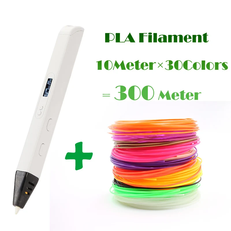 White Add 300Meters RP800A 3D профессиональная печать 3D ручка с oled-дисплеем поколение 3D Ручка для рисования художественного ремесла и образования - Цвет: White Add 300Meters