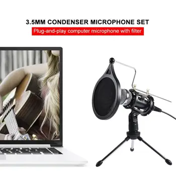 

1Set USB Computer Microphone Phone Condenser Mic with Acoustic Filter Stand Holder for Broadcast Online Chatting