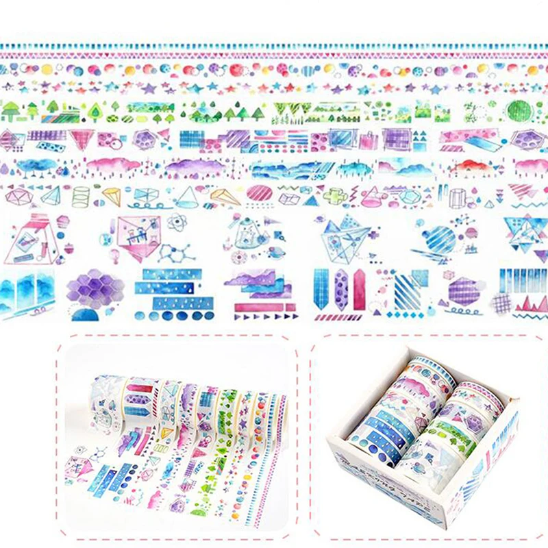 10 шт./компл. мультфильм фольгированные лента Washi японский Бумага DIY планировщик изоляционная лента клейкая наклейки с лентами Декоративные Канцелярские Ленты