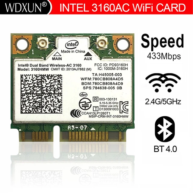 Intel Dual Band Wireless-ac 3160 Ac3160 316ac Ac3160hmw Half Mini Pci-express Wlan+ Bluetooth4.0 Wifi Card - Network Cards - AliExpress