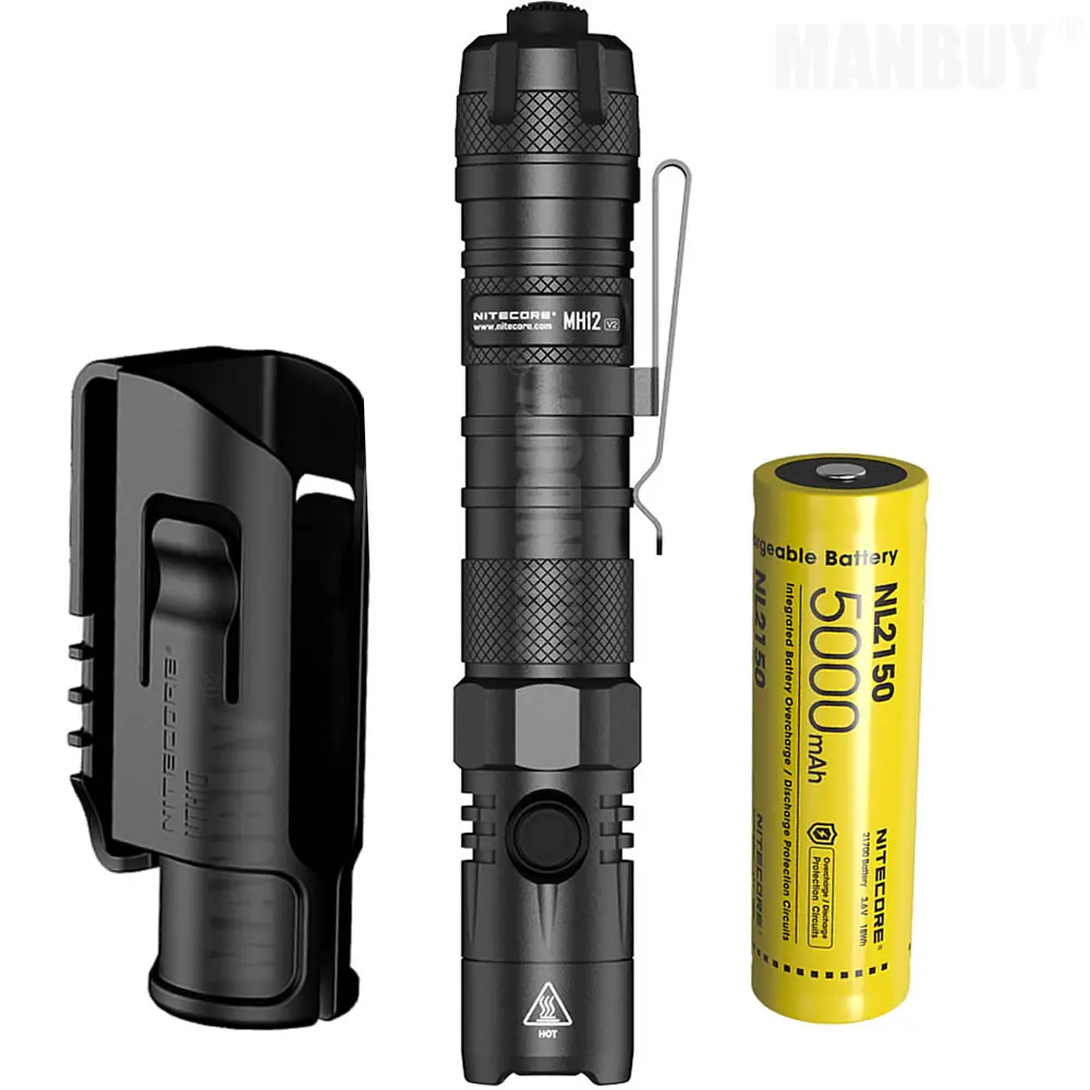 2021 Nitecore Multitask Hybrid MH12v2 With 5000mAh Battery USB-C Rechargeable Flashlight CREE XP-L2 V6 LED 1200LMs Outdoor Torch