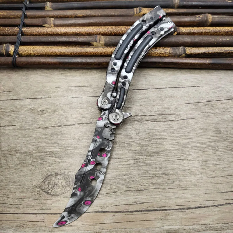 Складной нож с бабочкой Karambit csgo, нож для кожи, тренировочный нож с бабочкой, тренировочный игровой нож, тупое лезвие, инструмент без края